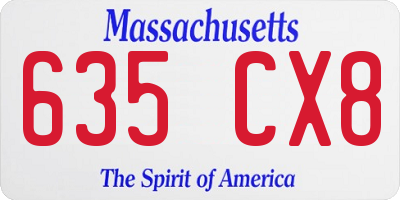 MA license plate 635CX8