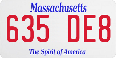 MA license plate 635DE8