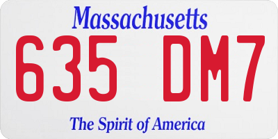 MA license plate 635DM7