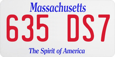 MA license plate 635DS7