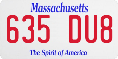 MA license plate 635DU8
