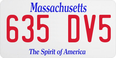 MA license plate 635DV5