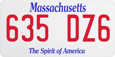 MA license plate 635DZ6