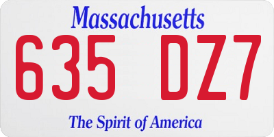 MA license plate 635DZ7