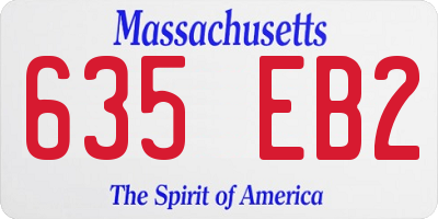 MA license plate 635EB2
