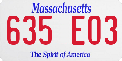MA license plate 635EO3