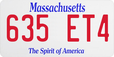 MA license plate 635ET4