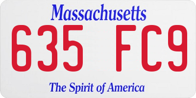 MA license plate 635FC9