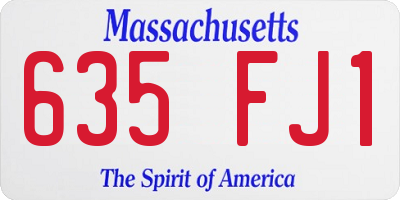 MA license plate 635FJ1