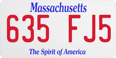 MA license plate 635FJ5