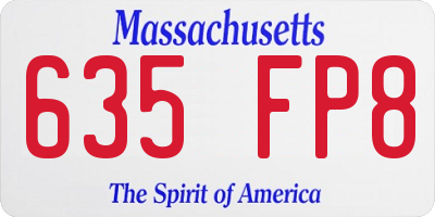 MA license plate 635FP8