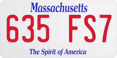 MA license plate 635FS7