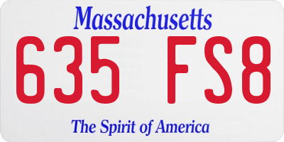 MA license plate 635FS8