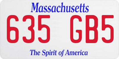 MA license plate 635GB5