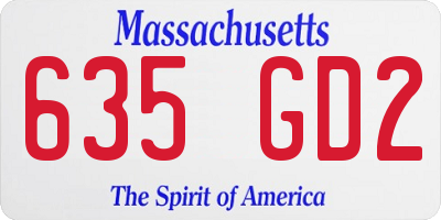 MA license plate 635GD2