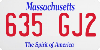 MA license plate 635GJ2