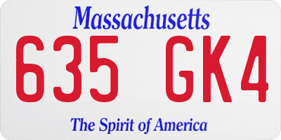 MA license plate 635GK4