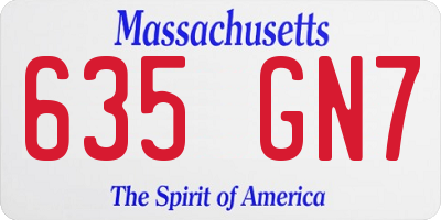 MA license plate 635GN7