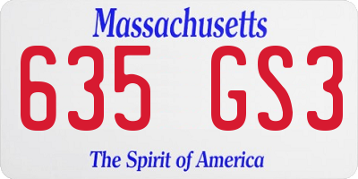 MA license plate 635GS3