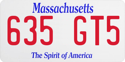 MA license plate 635GT5