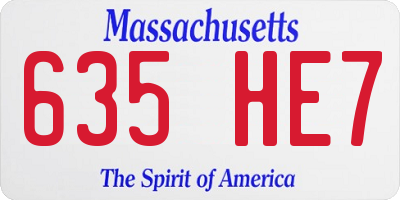 MA license plate 635HE7