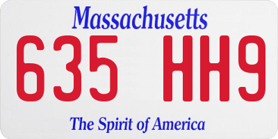 MA license plate 635HH9