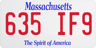 MA license plate 635IF9
