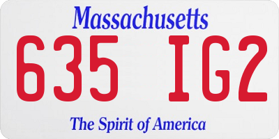 MA license plate 635IG2