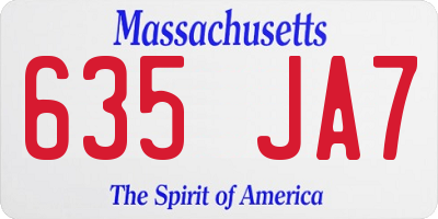 MA license plate 635JA7