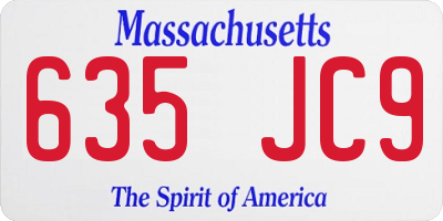 MA license plate 635JC9