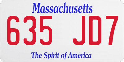MA license plate 635JD7