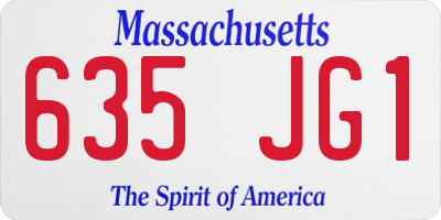 MA license plate 635JG1