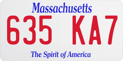 MA license plate 635KA7