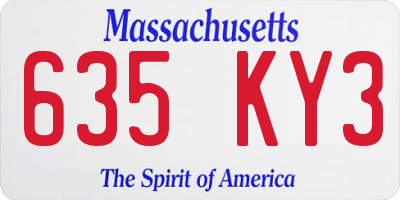 MA license plate 635KY3