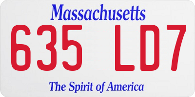 MA license plate 635LD7