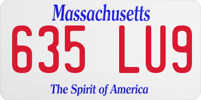 MA license plate 635LU9