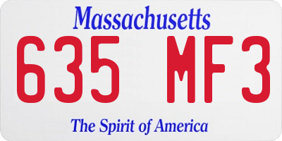MA license plate 635MF3