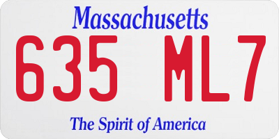 MA license plate 635ML7