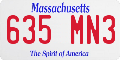 MA license plate 635MN3