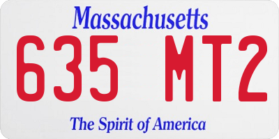 MA license plate 635MT2