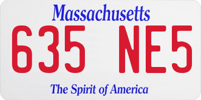 MA license plate 635NE5
