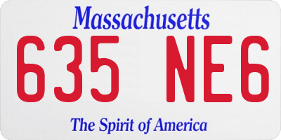 MA license plate 635NE6