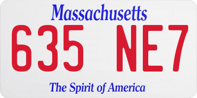 MA license plate 635NE7
