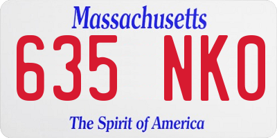 MA license plate 635NK0