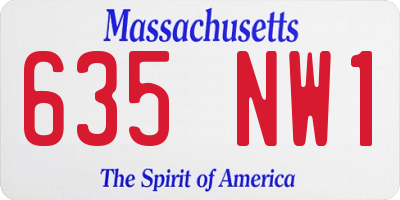 MA license plate 635NW1