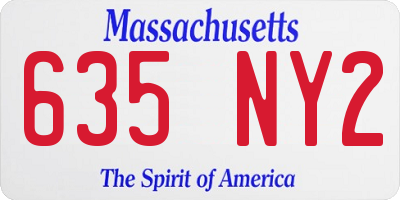 MA license plate 635NY2