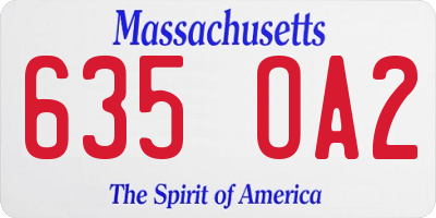 MA license plate 635OA2