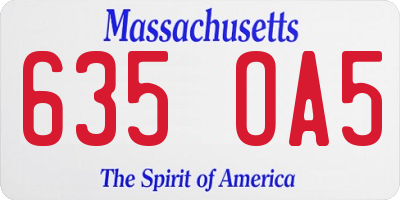 MA license plate 635OA5