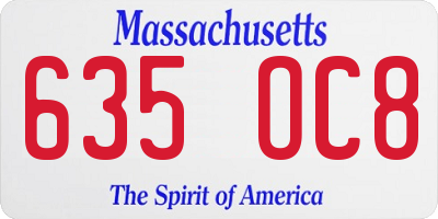 MA license plate 635OC8