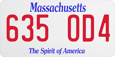 MA license plate 635OD4